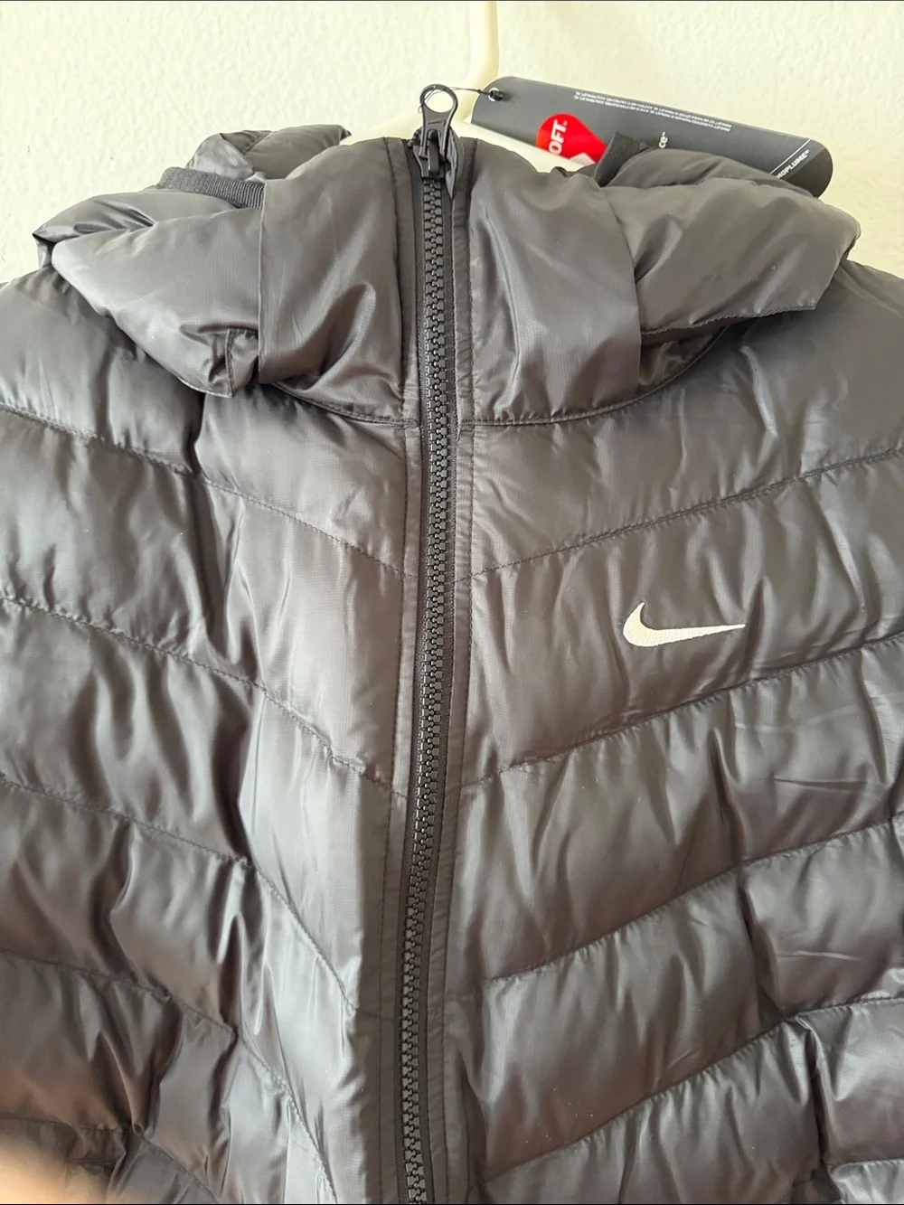 Nike Black Quilted Hooded Down-Style Jacket